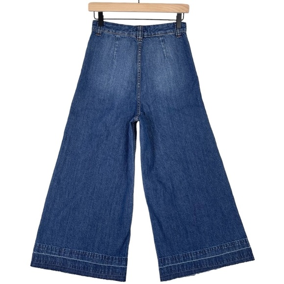 Free People Jeans Womens 25 Dusk to Dawn Wide Leg Raw Hem Crop Boho Hippie Retro - Picture 5 of 9
